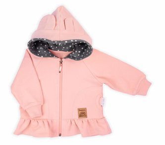 Kojenecká mikinka s kapucí Nicol Rainbow růžová - velikost 86 (12-18m)