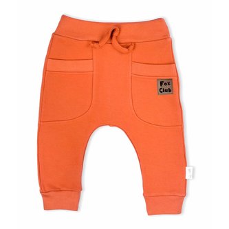 Kojenecké bavlněné tepláčky Nicol Fox Club oranžové - velikost 98 (2-3r)