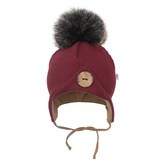 Kojenecká zimní čepička New Baby Great bordó - velikost 62 (3-6m)