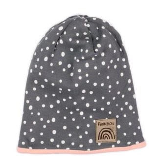 Kojenecká bavlněná čepička Nicol Rainbow šedá - velikost 68/74