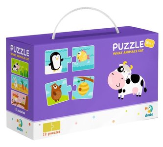 Puzzle Duo Čo jedia zvieratká -12x2 dielikov