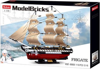 Sluban Model Bricks M38-B0836 Fregata USS Constitution Plachetná vojnová loď