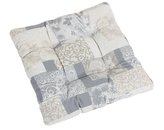 Sedák EMA prošívaný - patchwork šedomodrý - 38x38 cm, prošívaný