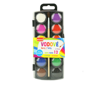 Farby vodové so štetcom 12 farieb, 23 mm LUMA