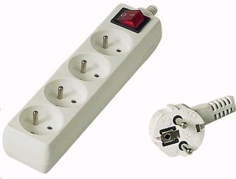 PREMIUMCORD Predlžovací prívod 230V 2m, 4 zásuvky + vypínač, biela