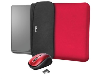 TRUST myš + obal na notebook Yvo Reversible 15.6” Laptop Sleeve and Wireless Mouse - Red