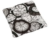 Sedák BERTA prošívaný - hodiny hnědé - 38x38 cm, prošívaný