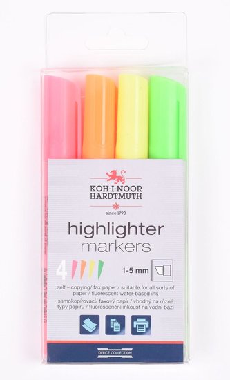 Koh-i-noor zvýrazňovače kulaté, sada 4 ks