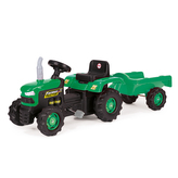 Detský zelený šliapací traktor s vlečkou
