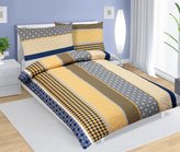 Povlečení bavlněné - pruhy modrožluté - 140x200, 70x90