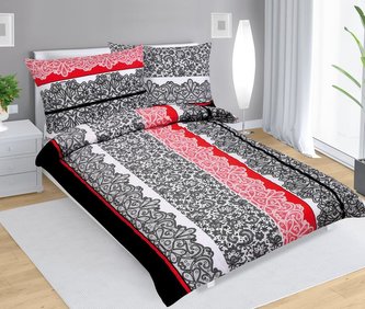 Povlečení bavlněné - černočervená krajka - 140x200, 70x90